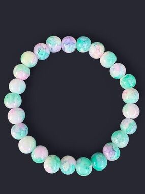 Pastel Tie Dye Glass Bead Bracelet 8mm